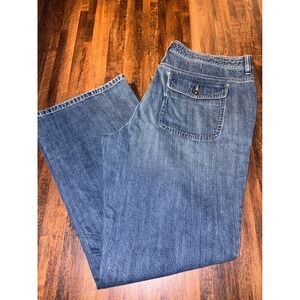 Lauren Ralph Lauren Womens Wide Leg Jeans Blue Denim Size 18 High Rise Cotton